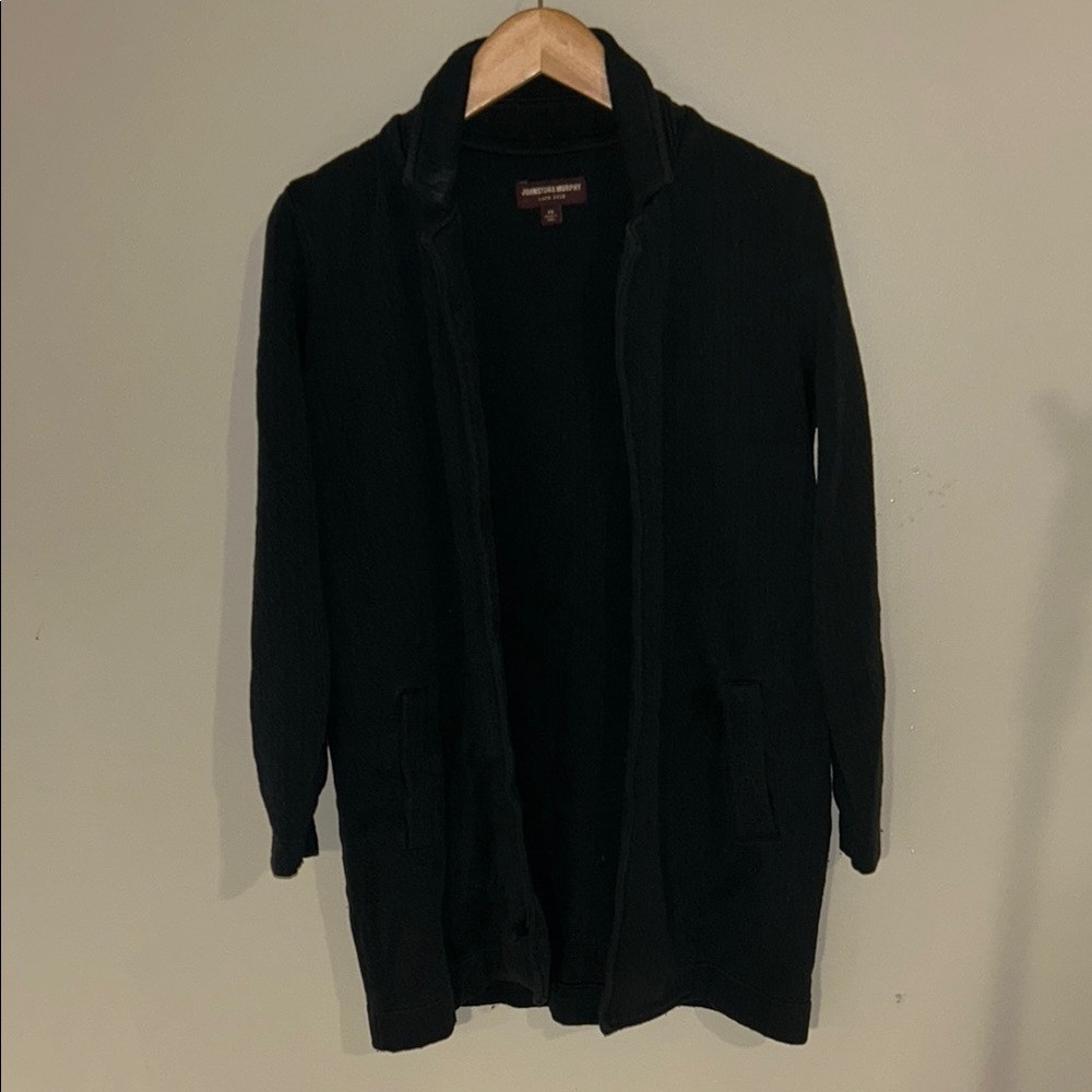 Johnston & Murphy Black Long Open-Front Cardigan